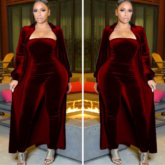 Pants - 2 Piece Velour Jumpsuit